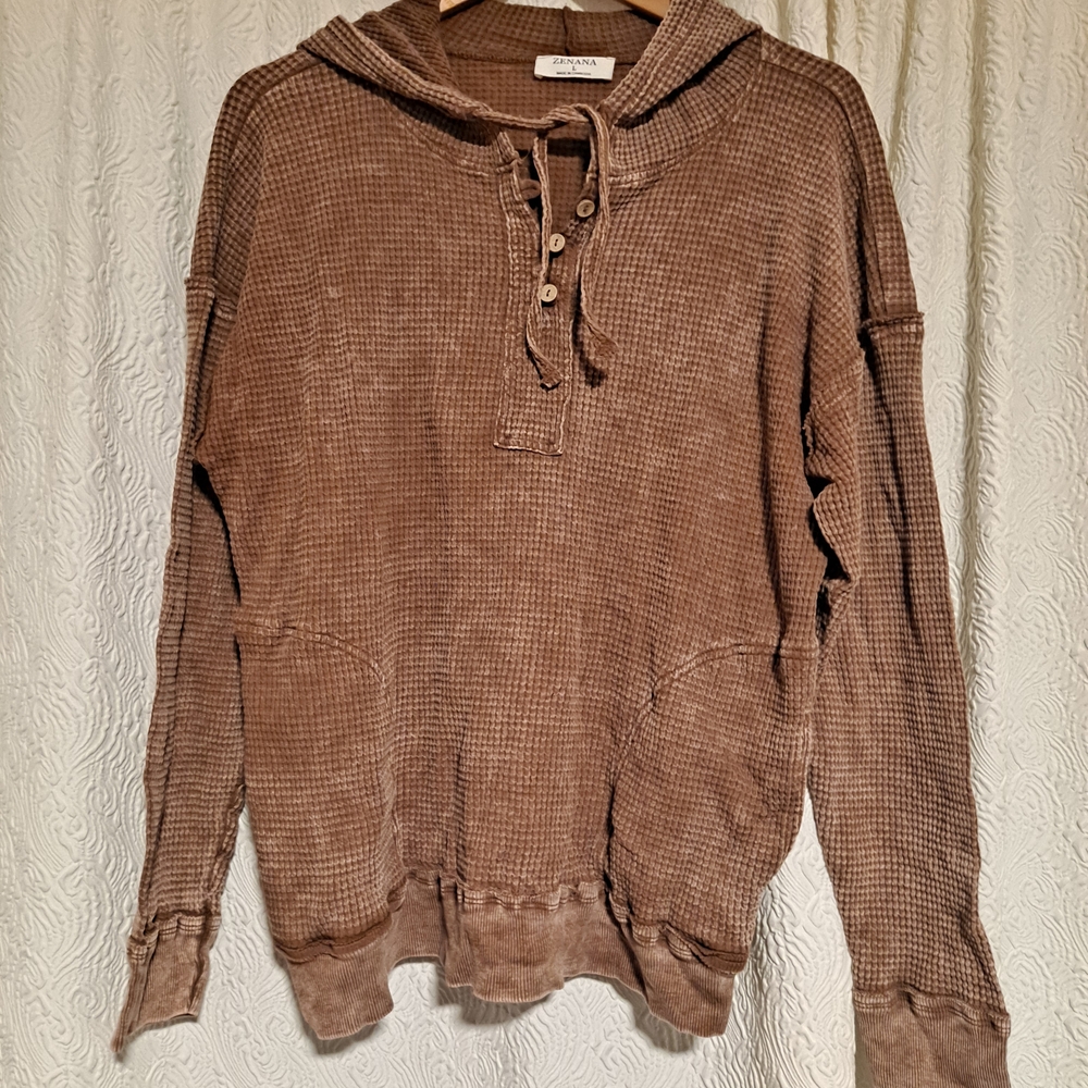 Zenana Outfitters Brown Hoodie Sweatshirt